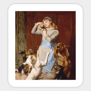 Briton Riviere - Girl With Dogs Sticker